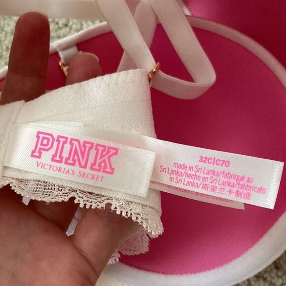 NEW Victoria’s Secret PINK Date Plunge Push Up Multi-Way Bra White Lace 32C NWT - Picture 7 of 11
